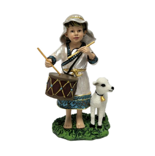 The Bradford Exchange Jeweled Nativity Figurine Collection Issue #8 'Drummer Boy and Lamb' Handcrafted Figurine with 100+ Swarovski Crystals by Peter Carl Faberge Christmas Decorations 7.5-Inches - RCE Global Solutions