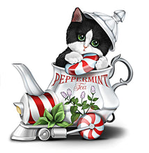 Load image into Gallery viewer, The Hamilton Collection Pep Purr Mint Tea Cute-Tea Express Cat Figurine Collection Issue #1 Handcrafted Hand Painted by Kayomi Harai 3.5-inches - RCE Global Solutions
