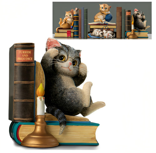The Bradford Exchange Purride and Prejudice Kittens Bookend Collection Issue #3 Whimsical Charm and Hand Painted by Kayomi Harai 6.25-inches - RCE Global Solutions