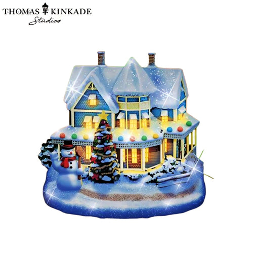 The Bradford Exchange Lights of the Seasons Nightlight Collection Issue #1: Christmas Joy with Illuminated Ceramic Holiday Designs and Color-Changing Light Patterns by Thomas Kinkade 5.5-inches