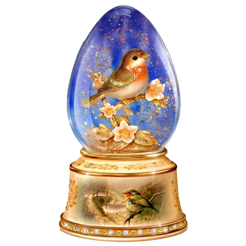 The Bradford Exchange Jewel of Nature Musical Glitter Globe Heirloom Porcelain® Hand-Painted Bird Sculpture Plays “Beautiful Dreamer,” by Adrian Rigby 6-inches