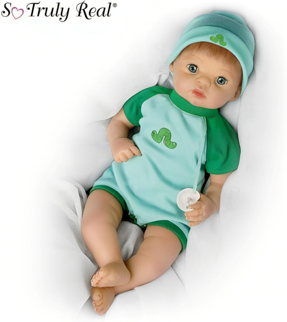 The Ashton-Drake Galleries Benny So Truly Real® Lifelike Collectible Baby Doll RealTouch Vinyl Animated Features and Baby-Fine Hair Living Babies Collection Issue #3 by Master Doll Artist Cheryl Hill 16-inches - RCE Global Solutions