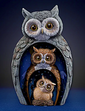 Load image into Gallery viewer, Blake Jensen Owl Family Nesting Trio Figurine Set with Swarovski Crystals by The Hamilton Collection - RCE Global Solutions
