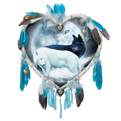 The Bradford Exchange Destiny Dreamcatcher Lifelong Love and Partnership White Wolves Design True Hearts Dreamcatcher Collection Issue #9 by Carol Cavalaris 9.5-inches - RCE Global Solutions
