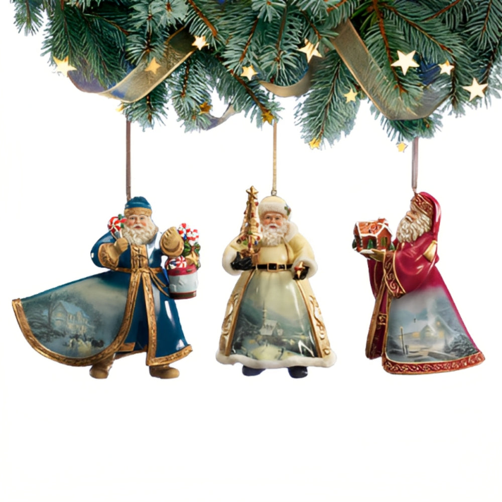 The Ashton-Drake Galleries Victorian Winter Scenes Santas Ornament Collection Issue #20 Painter of Light Artistry Christmas Decoration Set of 3 by Thomas Kinkade 12-inches - RCE Global Solutions