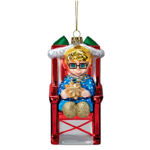 The Ashton-Drake Galleries Mrs. Beasley Glass Ornament Issue #11: Rock-A-Bye Mrs. Beasley Blown Glass Christmas Ornament Celebrating 55 Years of "Family Affair" Hand-Painted with Golden Glitter Accents Collector’s Edition 6-Inches