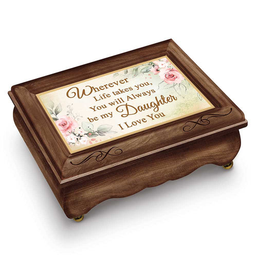 The Bradford Exchange Daughter, You Are Loved Music Box Handcrafted Wooden Design Plays "You Are So Beautiful" 4.25"W x 6" L