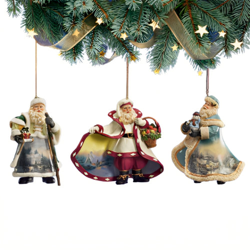 The Ashton-Drake Galleries Victorian Winter Scenes Santas Ornament Collection Issue #17 Painter of Light Artistry Christmas Decoration Set of 3 by Thomas Kinkade 4-inches