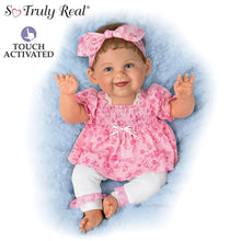 Load image into Gallery viewer, The Ashton-Drake Galleries Emma Grace First Words Baby Doll So Truly Real® Realistic Touch-Activated Collectible Doll with Giggles and &quot;Mama,&quot; Hand-Rooted Brown Hair RealTouch® Vinyl Custom Ensemble and Light Baby Powder Scent by Ping Lau 19-inches - RCE Global Solutions
