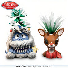 Load image into Gallery viewer, The Bradford Exchange Rudolph and Bumble Charming Character Pots Filled with Holiday Cheer Handcrafted and Hand-Painted Artificial Succulent Sculptures Rudolph the Red-Nosed Reindeer Succulent Collection Issue #1 Christmas decoration 5.75-inches - RCE Global Solutions
