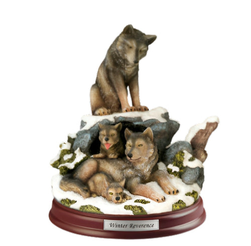 The Bradford Exchange Winter Reverance The Protectors Of The Pack Collection Issue #9 Realistically Hand Painted & Likelife Detail Wolf Sculpture 8-inches - RCE Global Solutions