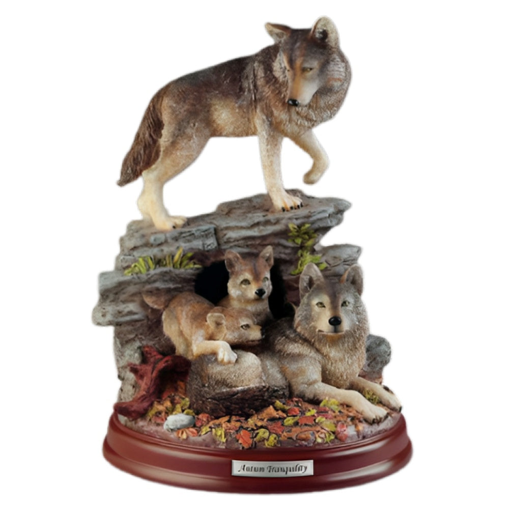 The Bradford Exchange Autumn Tranquility The Protectors Of The Pack Collection Issue #3 Realistically Hand Painted & Likelife Detail Wolf Sculpture 8-inches - RCE Global Solutions