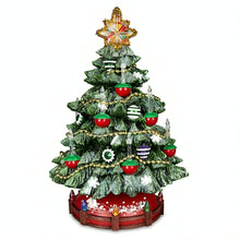 Load image into Gallery viewer, The Bradford Exchange Merry Memories Vintage Bubble Light Christmas Tree Illuminated Musical Tabletop Tree with Color-Changing LED Bubble Lights, Ornaments, Garland &amp; 8 Holiday Melodies by Thomas Kinkade 12-inches
