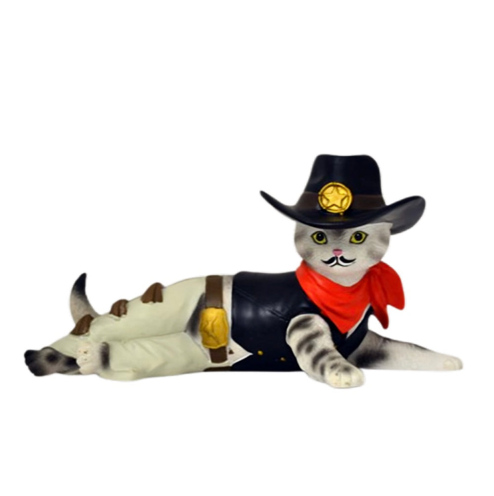 The Hamilton Collection Spurs 'N Fur Kitty Cowboys Figurine Issue #3: 'A Purr-fect Hero' Hand-Painted Cowboy Cat with Sheriff Badge & Spurs Limited Edition Collectible 5.5-inches