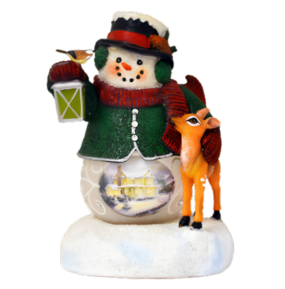 The Bradford Exchange Starry Night Snow Wonderful Snowman Collection Issue #9 Hand Painted Elegance With Light Music And Enchanting Details Christmas Decoration Figurine by Thomas Kinkade 7.75-inches - RCE Global Solutions