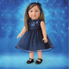 Load image into Gallery viewer, The Ashton-Drake Galleries Lucy Lifelike Child Doll with Realistic 5 Piece Custom Clothing Ensemble Outfit Sequin Dress Overcoat Shoes and Soft RealTouch® Vinyl Skin 18-Inches
