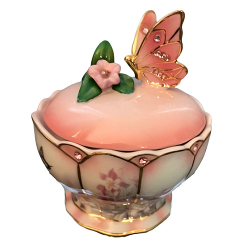 The Bradford Exchange Fuchsia Fantasy from Butterflies in Bloom Music Box Collection by Lena Liu Plays Minuet Serenade 4-inches - RCE Global Solutions