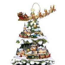 Load image into Gallery viewer, The Bradford Exchange Thomas Kinkade Wonderland Express Christmas Tree Decoration With Santa Sleigh Topper Lights Moving Train and Music With 8 Beloved Xmas Carols 16&quot;-Inches - RCE Global Solutions
