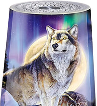 Load image into Gallery viewer, The Bradford Exchange Wolf Sleep Sound Machine Peaceful Moonlight Sound with Al Agnew Wolf Art - Nightlight and Sound Therapy with 24 Soothing Sounds 6-inches
