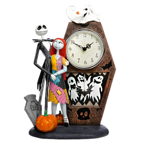 The Hamilton Collection Tim Burton's The Nightmare Before Christmas Love Never Dies Jack Sally Zero Clock Handcrafted & Sculpted Halloween Decoration 7.5-inches