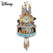 Load image into Gallery viewer, The Bradford Exchange Disney Timeless Magic Musical Wall Cuckoo Clock Masterpiece Handmade With 43 Rotating Characters Castle Windows Light Up Plays Melody A Dream is a Wish Your Heart Makes 20-Inches - RCE Global Solutions
