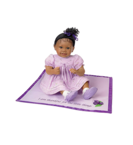 The Ashton-Drake Galleries Ayana African-American Lifelike Baby Girl Collectible Doll Realistic Baby Doll with Big Brown Eyes, Curly Hair, and Melody-Playing Satin-Trimmed Blanket by Linda Murray 20-Inches - RCE Global Solutions