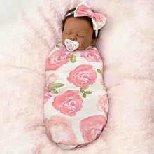 Load image into Gallery viewer, The Ashton-Drake Galleries Flora African American Black Baby Doll with Custom Swaddle Blanket 19-inches - RCE Global Solutions
