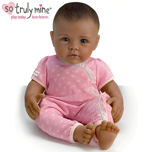 The Ashton-Drake Galleries So Truly Mine® Black Hair Brown Eyes Dark Skin Handcrafted with RealTouch® Vinyl Poseable and Weighted Baby Doll Collection Issue #7 by Master Doll Artist Linda Murray 15-inches - RCE Global Solutions