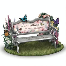 Load image into Gallery viewer, The Hamilton Collection Lena Liu You Are Loved Beyond Measure Remembrance Bench Sculpture Memorial Figurine with Butterflies Floral Garden Design Hand-Painted Artist Resin Bereavement Gift 6-inches
