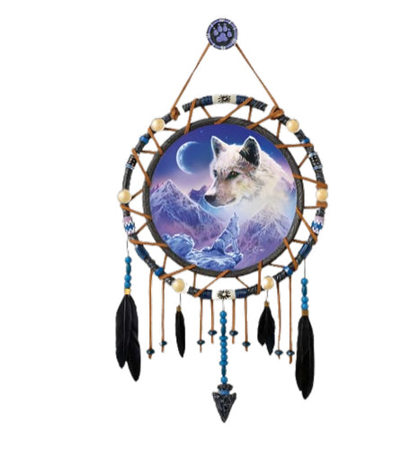 The Bradford Exchange Sacred Spirits Dreamcatcher Collection Issue #16: 'Moonlit Harmony' Glow-in-the-Dark Dreamcatcher with Handcrafted Frame and Beads by Robin Koni 8.25-Inches - RCE Global Solutions