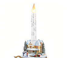 Load image into Gallery viewer, The Bradford Exchange Lights of the Season Candle Collection Issue #2 Holiday Memories Holiday Flameless Candles with Heartwarming Sculptures Hand-painted Christmas Decor by Thomas Kinkade 9-inches
