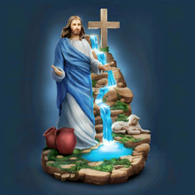 Load image into Gallery viewer, The Bradford Exchange The Good Shepherd Light of Faith Illuminated Sculpture Handcrafted Religious Home Décor with Crystalline Water Feature 12-inches - RCE Global Solutions
