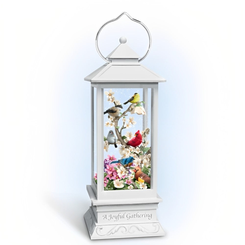The Bradford Exchange A Joyful Gathering Glitter Globe Songbird Lantern with Lights and Ever-Swirling Glitter 11-inches - RCE Global Solutions