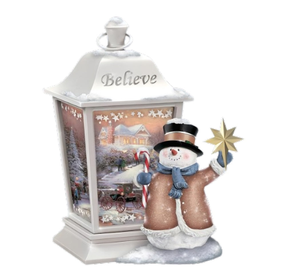 The Bradford Exchange Believe Lights of the Holiday Lantern Collection Issue #2 Illuminated Fully Sculpted and Hand-painted by Thomas Kinkade 8-inches - RCE Global Solutions