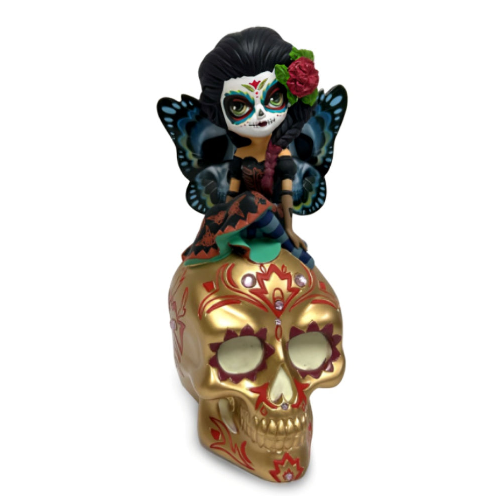 The Hamilton Collection Soulful Spirits Figurine Collection Issue #11: Spirit of the Elegant Poise Glow in The Dark Sugar Skull Decor by Jasmine Becket-Griffith 6-inches