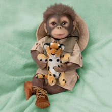 Load image into Gallery viewer, The Ashton - Drake Galleries Milo the Safari Monkey Doll Lifelike So Truly Real® Hand Applied Mohair Weighted Fully Poseable with Soft RealTouch® Vinyl Skin and Plush Leopard Stuffed Animal 16&quot;-Inches
