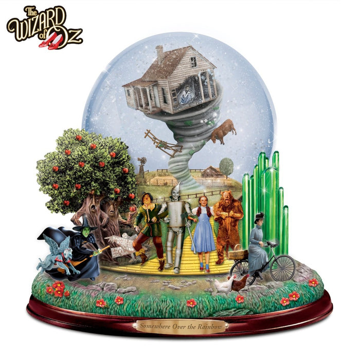 The Bradford Exchange Wizard of Oz Handcrafted Musical Glitter Snow Globe with Somewhere Over The Rainbow Plaque Spinning Tornado Iconic Music From The Movie and Rotating Base 6"-Inches