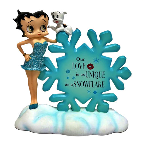 The Hamilton Collection Betty Boop™ 'Our Love Is as Unique as A Snowflakes' with Pudgy™ Issue #5 of Our Love Is Out of This World Figurine Collection Hand-Painted with Glitter and Metallic Accents 5-inches