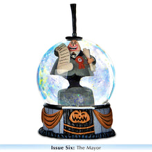 Load image into Gallery viewer, The Bradford Exchange Disney Tim Burton&#39;s The Nightmare Before Christmas Glitter Globe Collection Issue #6:&#39;The Mayor&#39; Handcrafted Glitter Globe with Sculptural Base Halloween Decorations 7.5-Inches
