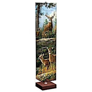 The Bradford Exchange Graceful Grandeur Whitetail Deer Floor Lamp With Art On 4-Sided Fabric Shade Wildlife-Inspired Home Decor with Hands-Free Foot Pedal Switch and Energy-Efficient Bulbs Included by Hautman Brothers 60-inches