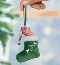 Load image into Gallery viewer, The Ashton-Drake Galleries Holiday Jingle Bell Ornament Collection Issue #1: &#39;Red &amp; Green Baby Ornament&#39; Handcrafted Baby Christmas Decorations by Sherry Rawn 4-inches
