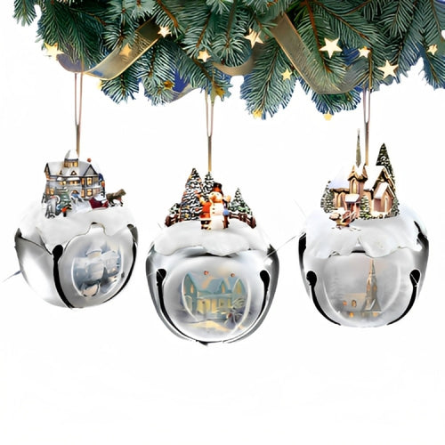 The Ashton-Drake Galleries Winter Sleigh Bells #3 Ornament Collection Set of 3 Christmas Decoration by Thomas Kinkade 3-inches - RCE Global Solutions