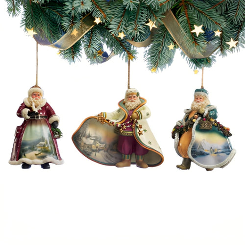 The Ashton-Drake Galleries Victorian Winter Scenes Santas Ornament Collection Issue #5 Painter of Light Artistry Christmas Decoration Set of 3 by Thomas Kinkade 12-inches - RCE Global Solutions