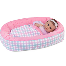 Load image into Gallery viewer, The Ashton-Drake Galleries Reversible Pink &amp; Plaid Bassinet Baby Doll Accessory with A Matching Blanket - RCE Global Solutions
