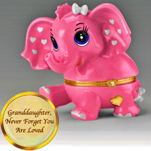 Load image into Gallery viewer, The Bradford Exchange Granddaughter, Never Forget You Are Loved Birthstone Music Box Collection Issue #6: JUNE Heirloom Porcelain Elephant with Swarovski Crystal and Plays &quot;You Are My Sunshine&quot; 4.5-inches
