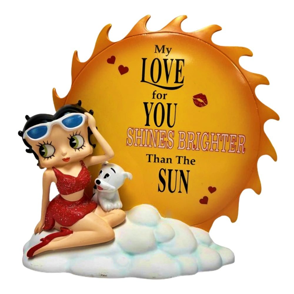 The Hamilton Collection Betty Boop™ 'My Love For You Shines Brighter Than The Sun' with Pudgy™ Issue #4 of Our Love Is Out of This World Figurine Collection Hand-Painted with Glitter and Metallic Accents 5-inches