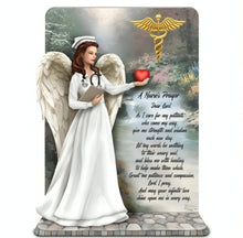 Load image into Gallery viewer, The Hamilton Collection Gentle &amp; Healing Hands The Nurse's Prayer Angel Sculpture Handcrafted Hand-Painted Figurine with Stethoscope Clipboard Heart Artwork by Thomas Kinkade 8-inches
