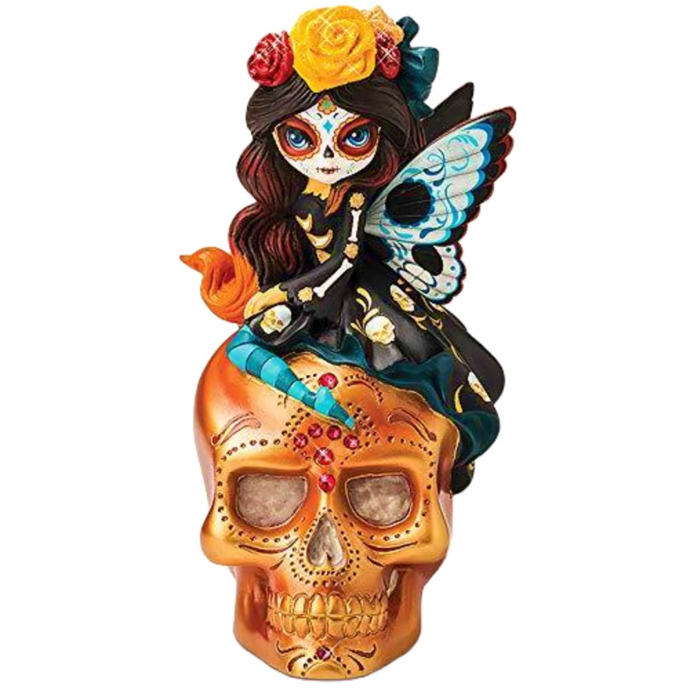 The Hamilton Collection Jasmine Becket-Griffith Spirit of The Blessed Peace Glow in The Dark Sugar Skull Decor Day of The Dead Fairy Figurine Dia de Los Muertos Decoration 6