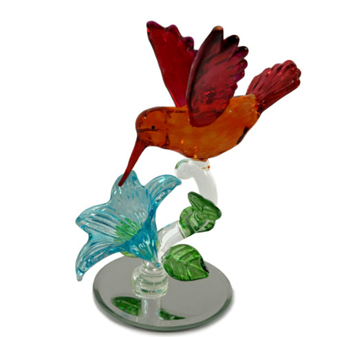 The Bradford Exchange Garden Treasures of Sparkling Elegance Collection Issue #9: Beauteous Wings Hummingbird Handcrafted Crystal Jewel Toned Colors with Mirrored Base 6-inches - RCE Global Solutions