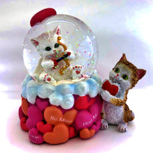 Load image into Gallery viewer, The Bradford Exchange Holiday Water Globe Sculpture Collection Issue #4: &quot;Purr-fect Valentine&#39;s Day&quot; Hand-Painted Light-Up Cat Figurine with Glitter Collectible Sculpture by Kayomi Harai 4.2-inches
